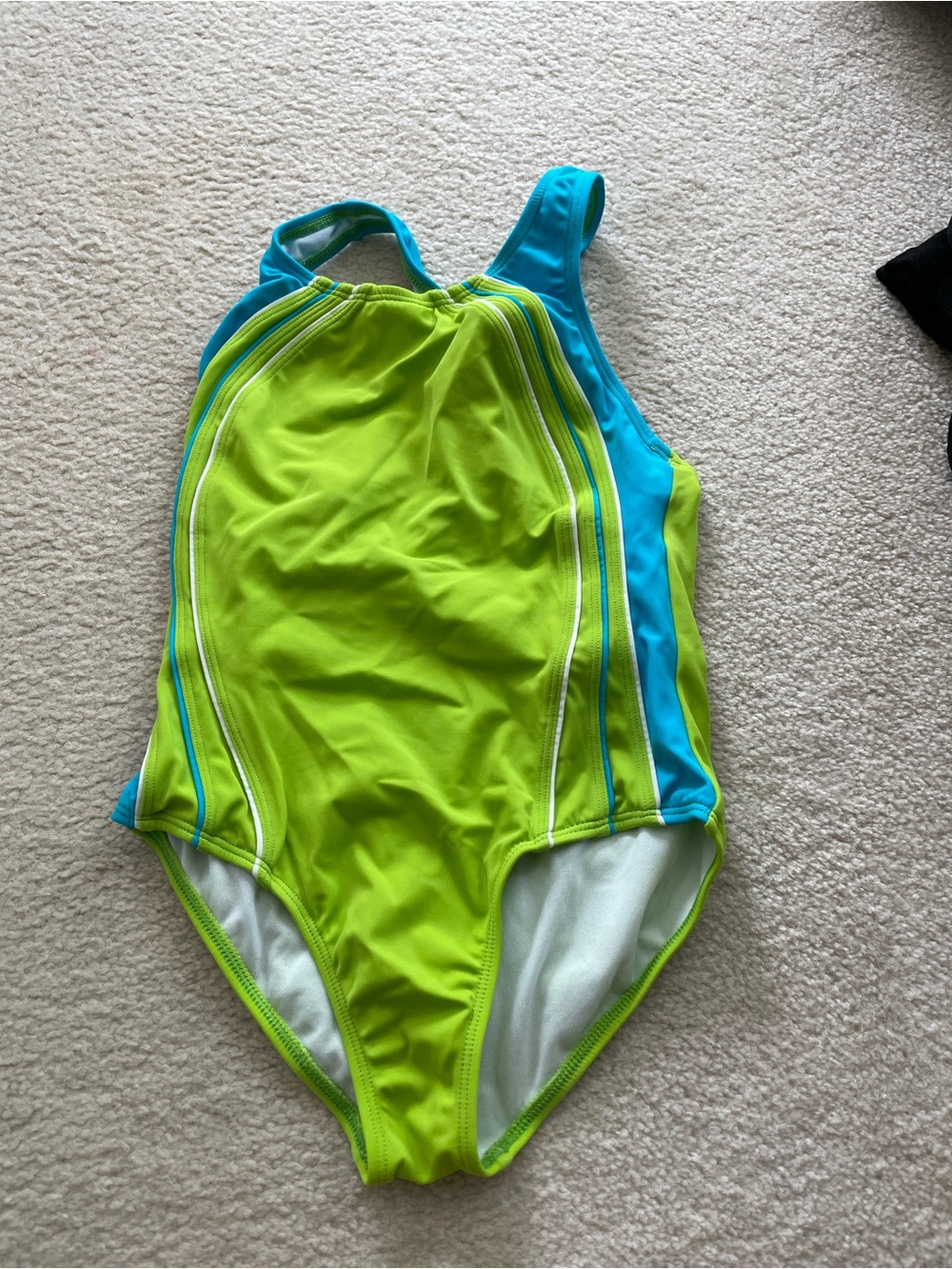Speedo Lime Green & Aqua Girls' Athletic One-Piece Swimsuit